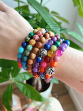 Load image into Gallery viewer, Buddha - 925 sterling - Rainbow Gemstone Stretch Mala Bracelet