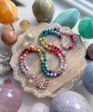 Load image into Gallery viewer, Reclaiming Joy - 108 Mala Bead Necklace - Gemstone Rainbow + Clear Quartz Guru