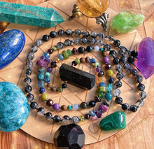 Load image into Gallery viewer, Gem Collector - Luxe Rainbow AAA Gemstone Mala + Black Tourmaline