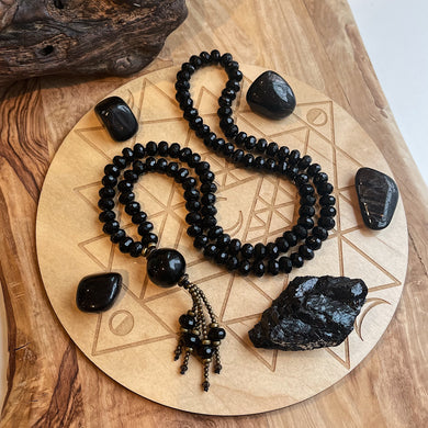 Reserved - 108 Onyx Mala Bead Necklace
